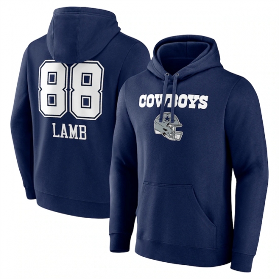 Men's Dallas Cowboys #88 CeeDee Lamb Navy Team Wordmark Player Name & Number Pullover Hoodie - Jersey