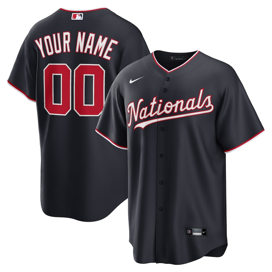 Men's Washington Nationals Nike Navy Alternate Custom Replica 2.0 Jersey - Jersey