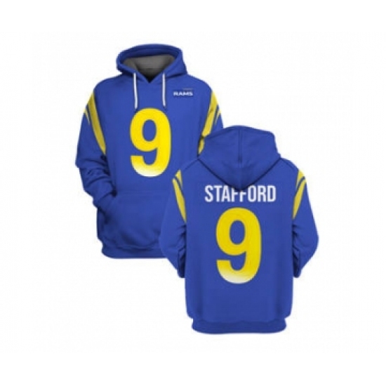 Men's Los Angeles Rams #9 Matthew Stafford 2021 Royal Pullover Football Hoodie - Jersey