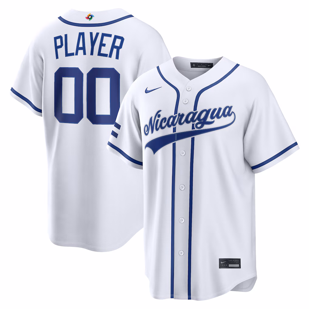 Men's Nicaragua Baseball Nike White 2026 World Baseball Classic Home Pick-A-Player Jersey - Jersey