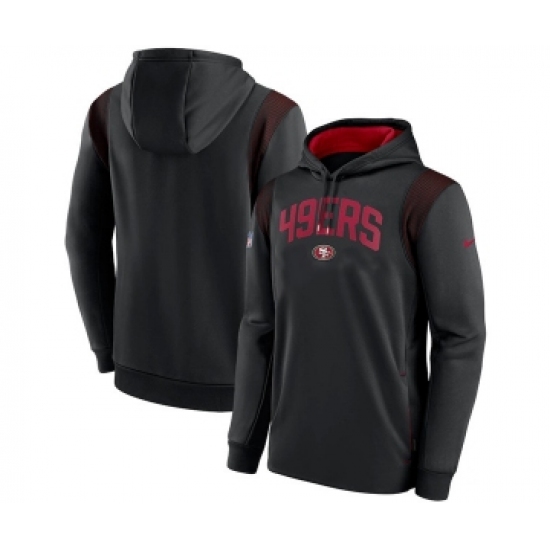 Mens San Francisco 49ers Black Sideline Stack Performance Pullover Hoodie - Jersey