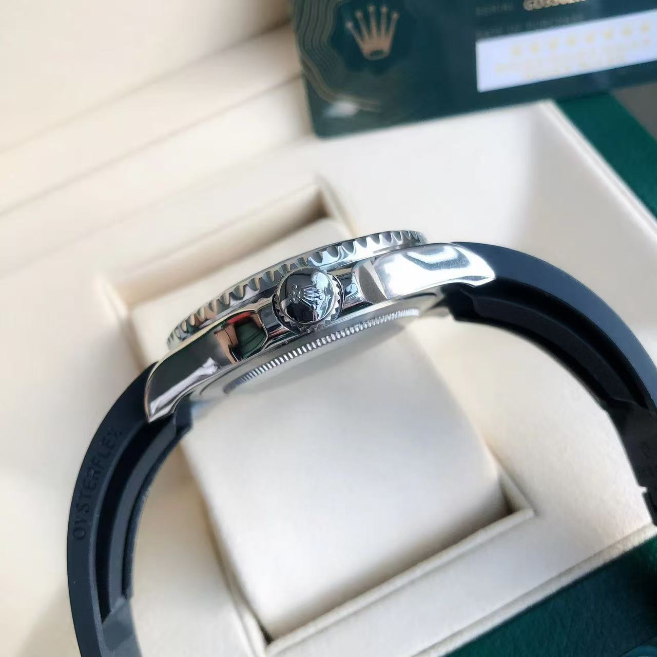 Code No. 5 Rolex Yacht-Master 18K White Gold Rubber Strap Watch