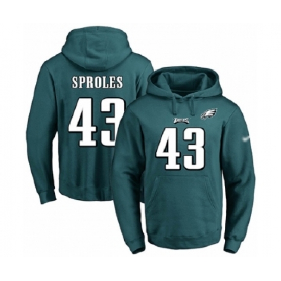 Football Men's Philadelphia Eagles #43 Darren Sproles Green Name & Number Pullover Hoodie - Jersey