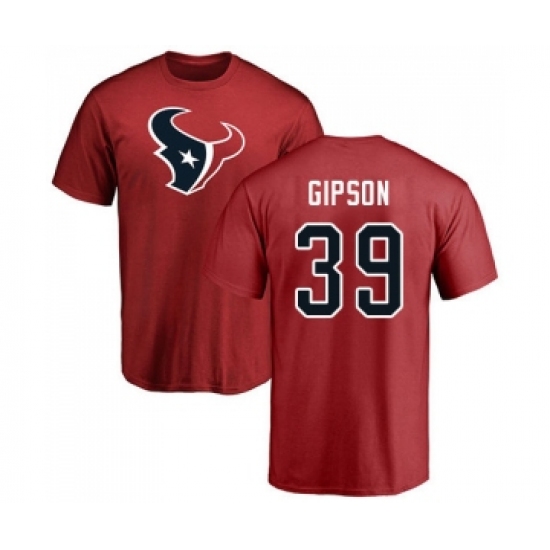 Football Houston Texans #39 Tashaun Gipson Red Name & Number Logo T-Shirt - Jersey