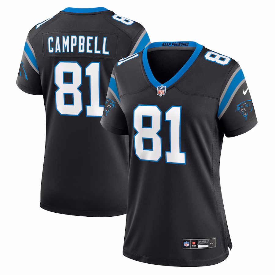 Women's Carolina Panthers Dalevon Campbell Nike Black Team Game Jersey - Jersey