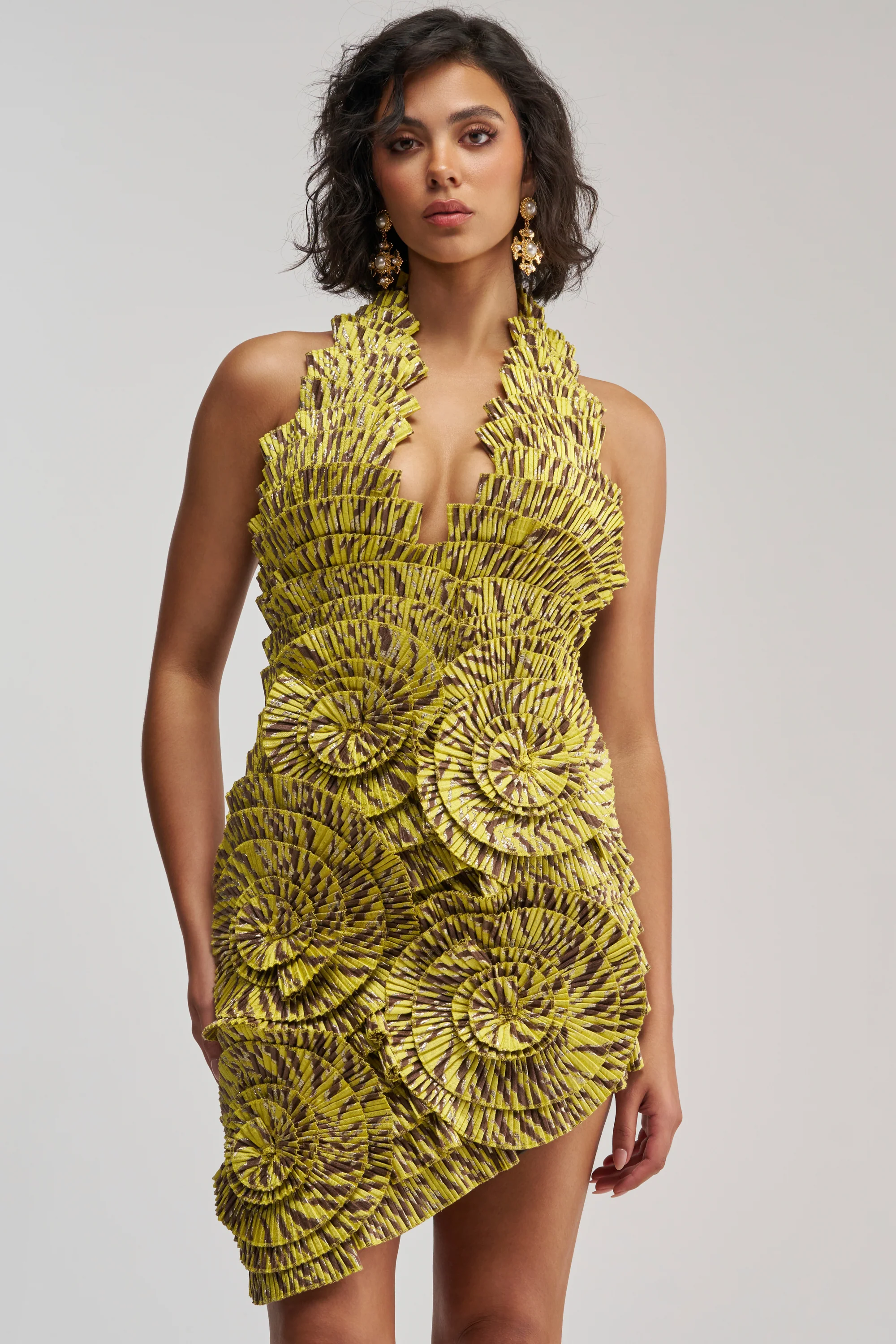 SHOWING OFF NOVELTY MINI DRESS IN YELLOW MULTI - Akira Wear