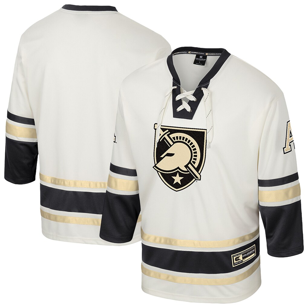 Men's Colosseum Cream Army Black Knights Puck Proud Fashion Hockey Jersey - Jersey