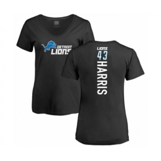 Football Women's Detroit Lions #43 Will Harris Black Backer T-Shirt - Jersey