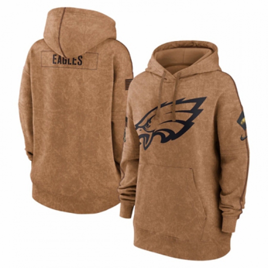 Women's Philadelphia Eagles Nike Brown 2023 Salute to Service Pullover Hoodie - Jersey
