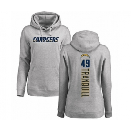 Football Women's Los Angeles Chargers #49 Drue Tranquill Ash Backer Pullover Hoodie - Jersey
