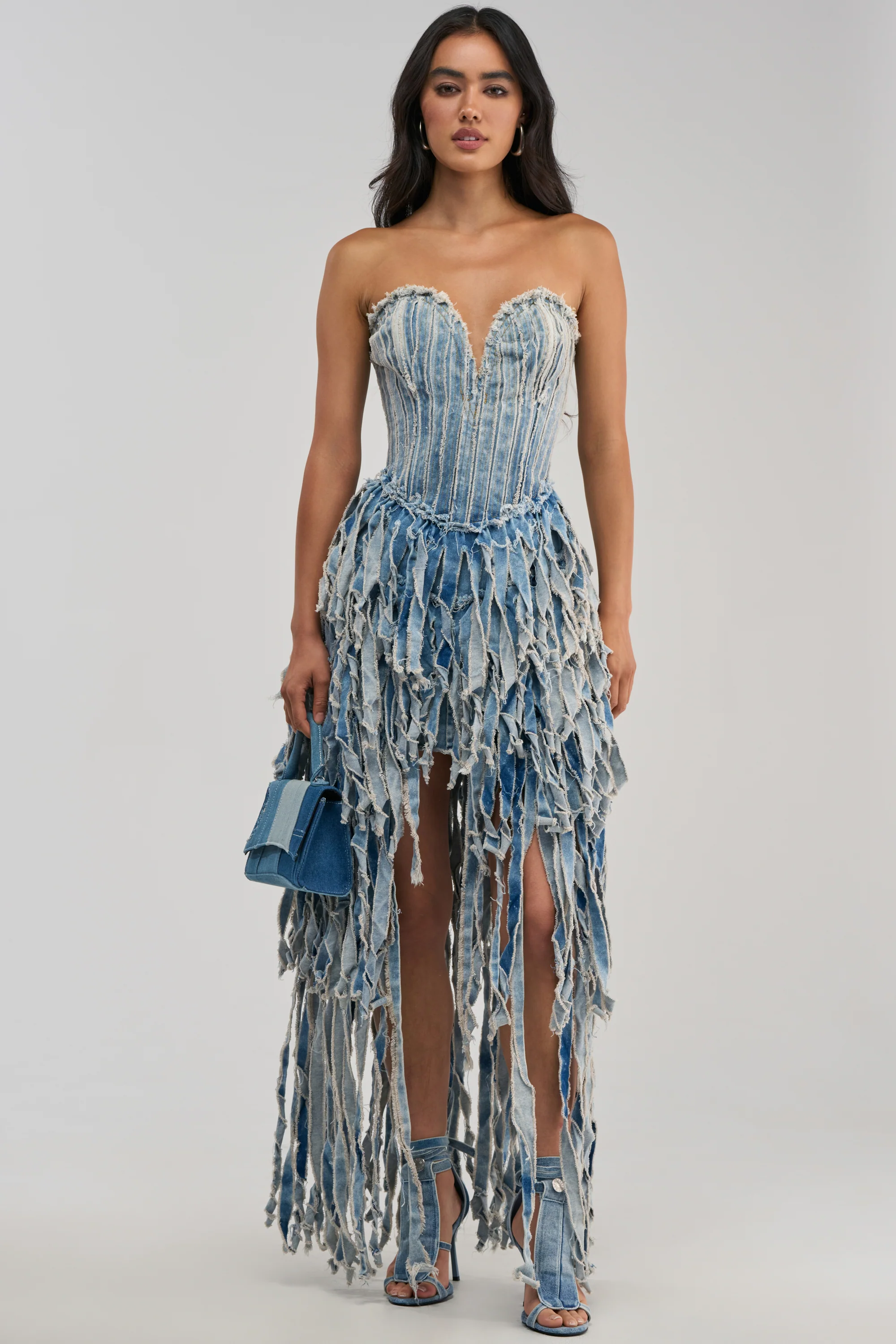 HERE FOR A GOOD TIME STRAPLESS DENIM DRESS - Akira Wear