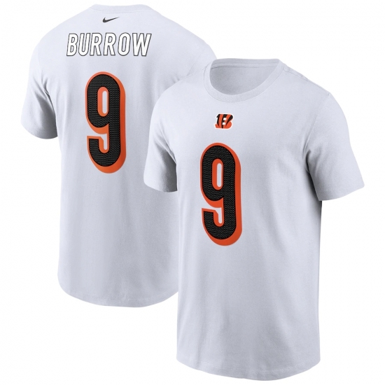 Men's Cincinnati Bengals #9 Joe Burrow Nike White Player Name & Number T-Shirt.webp - Jersey