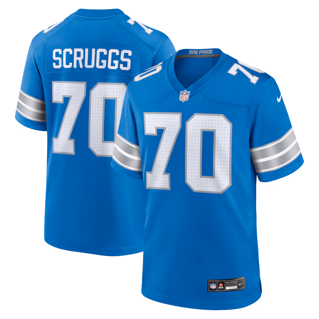 Men's Detroit Lions Juice Scruggs Nike Blue Team Game Jersey - Jersey