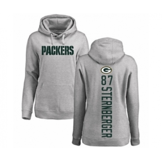 Football Women's Green Bay Packers #87 Jace Sternberger Ash Backer Hoodie - Jersey