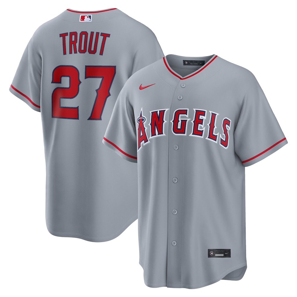 Men's Los Angeles Angels Mike Trout Nike Gray Road Replica Jersey - Jersey