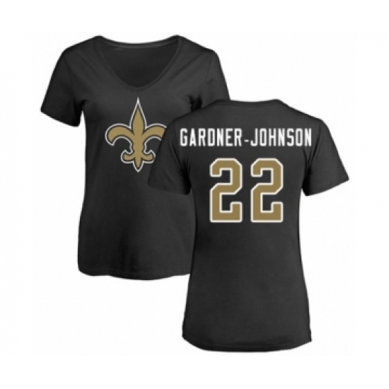 Football Women's New Orleans Saints #22 Chauncey Gardner-Johnson Black Name & Number Logo Slim Fit T-Shirt - Jersey