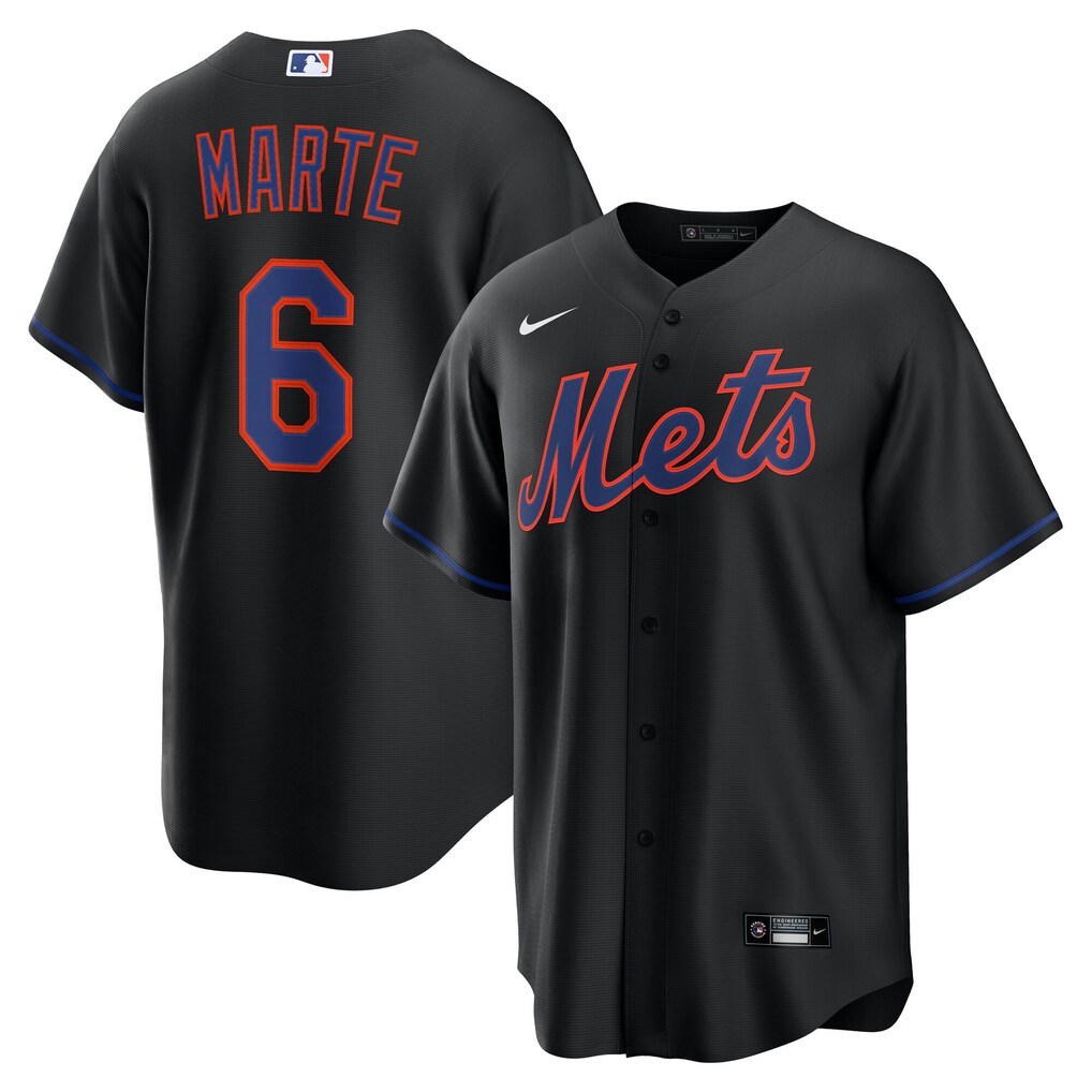 Men's  New York Mets Starling Marte Nike Black Alternate Replica Jersey - Jersey