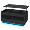 Hommpa Lift Top Coffee Table with 2 Drawers High Gloss Rectangle White Coffee Table with LED Lights and Hidden Storage for Living Room Home Office Center Cocktail Tables 25.19