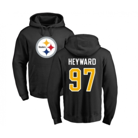 Football Pittsburgh Steelers #97 Cameron Heyward Black Name & Number Logo Pullover Hoodie - Jersey