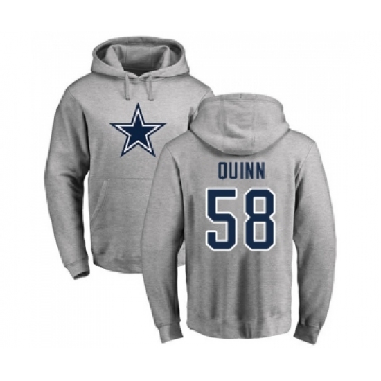 Football Dallas Cowboys #58 Robert Quinn Ash Name & Number Logo Pullover Hoodie - Jersey