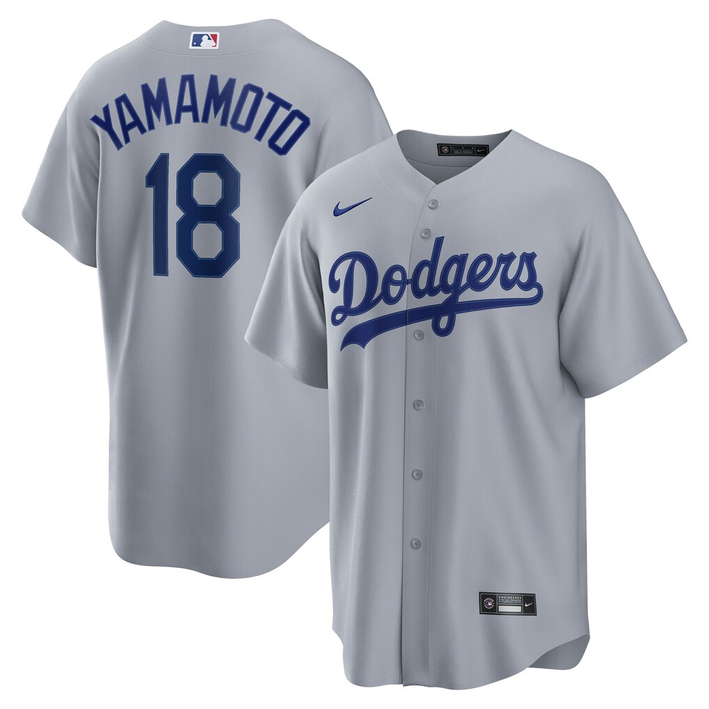 Men's Los Angeles Dodgers Yoshinobu Yamamoto Nike Gray Road Replica Jersey - Jersey