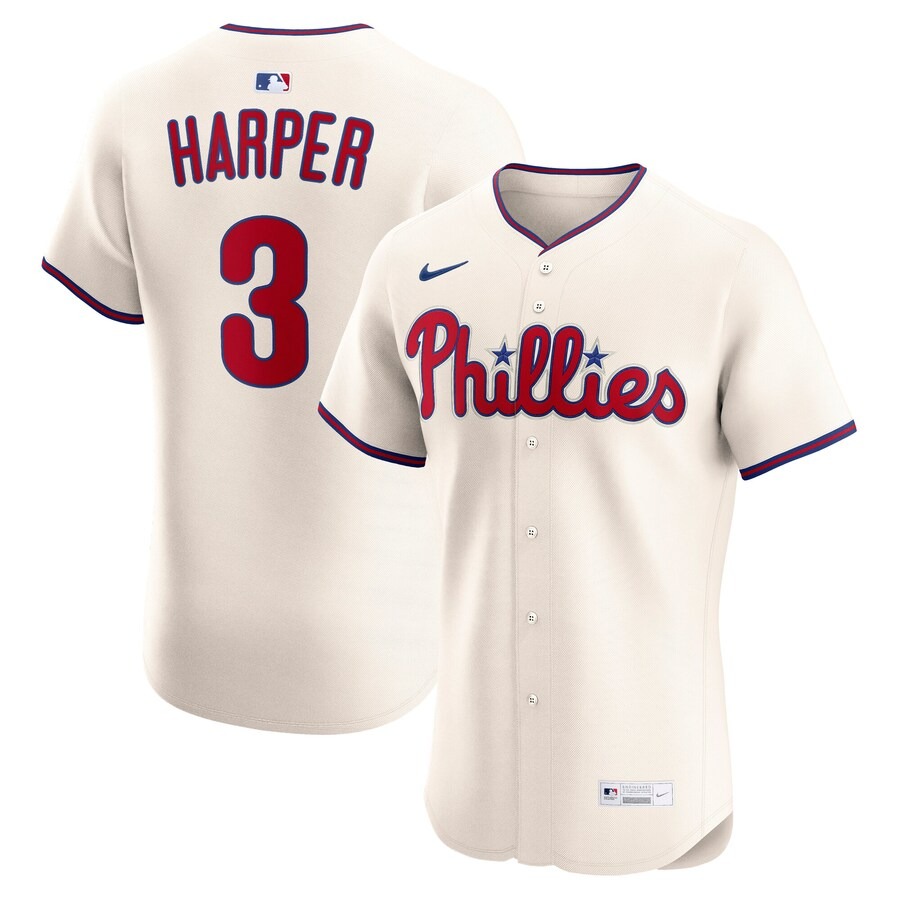 Men's Philadelphia Phillies Bryce Harper Nike Cream Alternate 2 Elite Jersey - Jersey