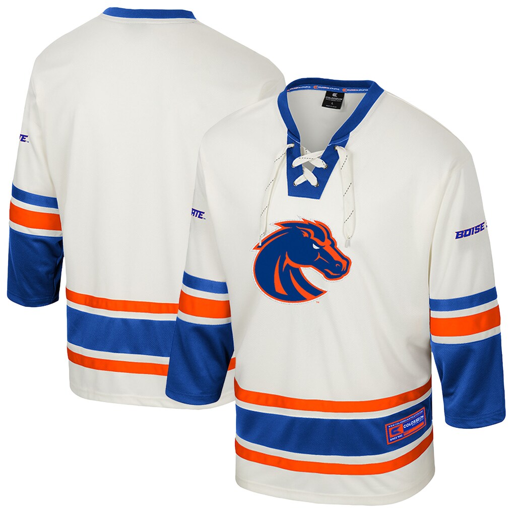 Men's Colosseum Cream Boise State Broncos Puck Proud Fashion Hockey Jersey - Jersey