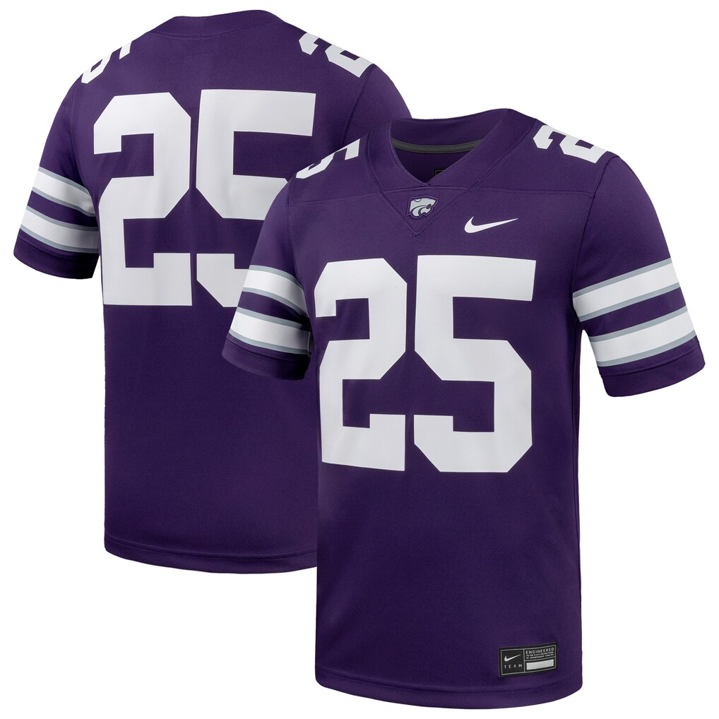 Men's Nike #25 Purple Kansas State Wildcats Game Football Jersey - Jersey