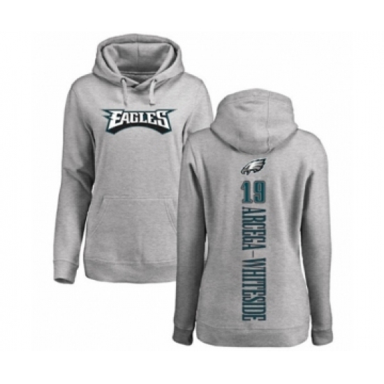 Women's Philadelphia Eagles #19 JJ Arcega-Whiteside Ash Backer Pullover Hoodie - Jersey
