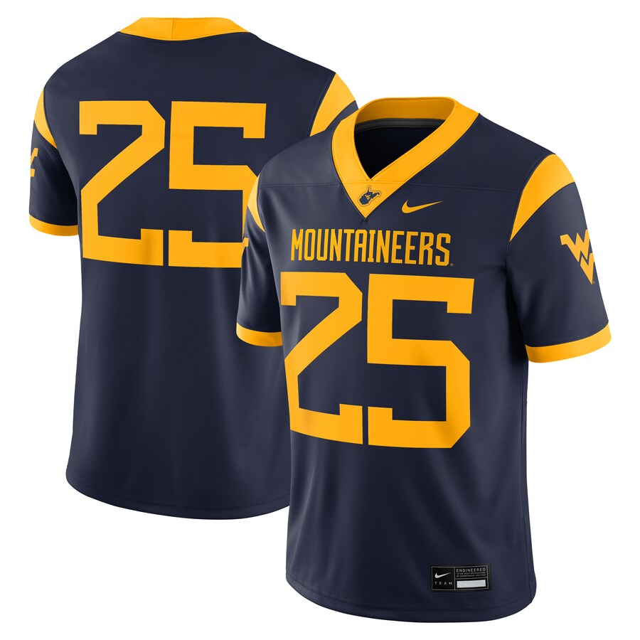 Men's Nike #25 Navy West Virginia Mountaineers Limited Home Game Jersey - Jersey