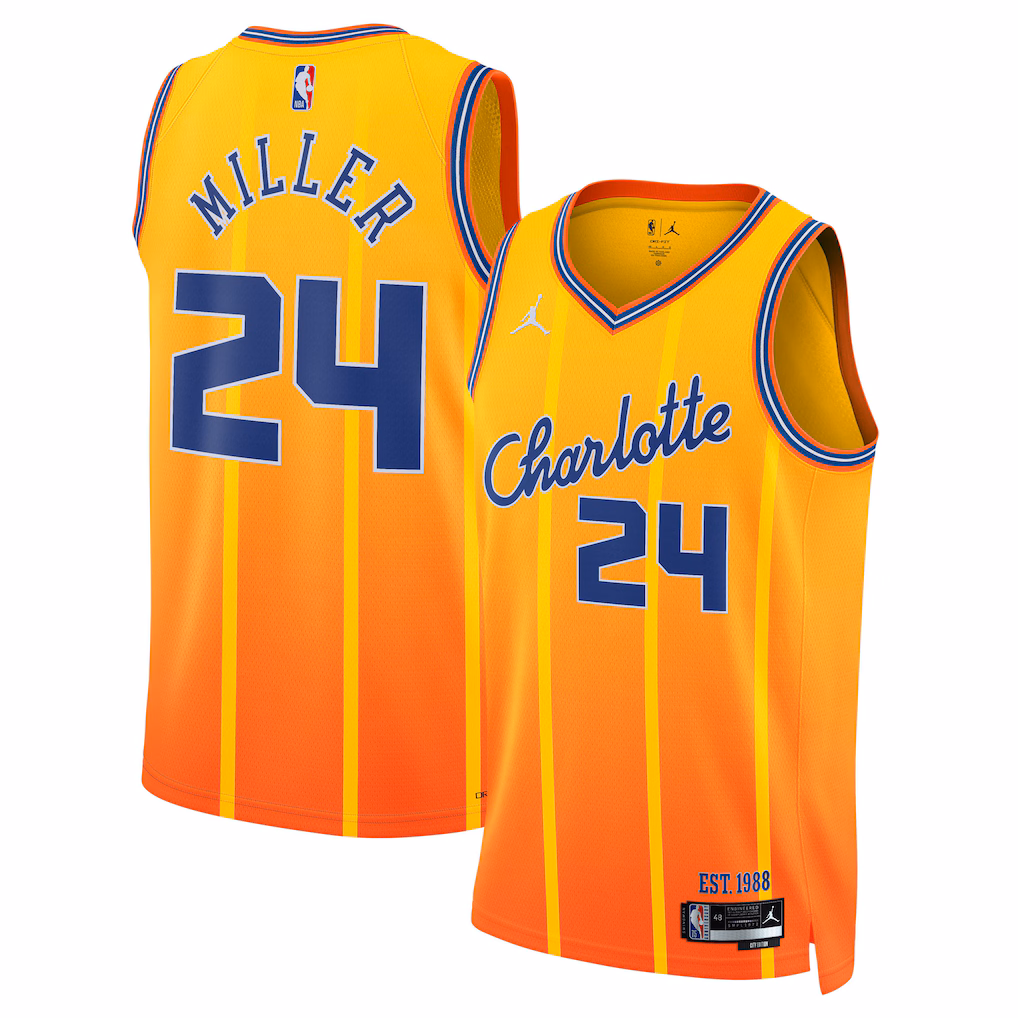 Unisex Charlotte Hornets Brandon Miller Jordan Brand Orange 2025/26 Swingman Jersey - City Edition - Jersey