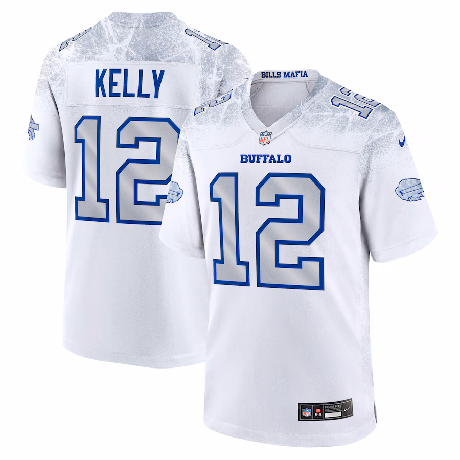 Men's Buffalo Bills Jim Kelly Nike White 2025 Rivalries Collection Retired Player Game Jersey - Jersey