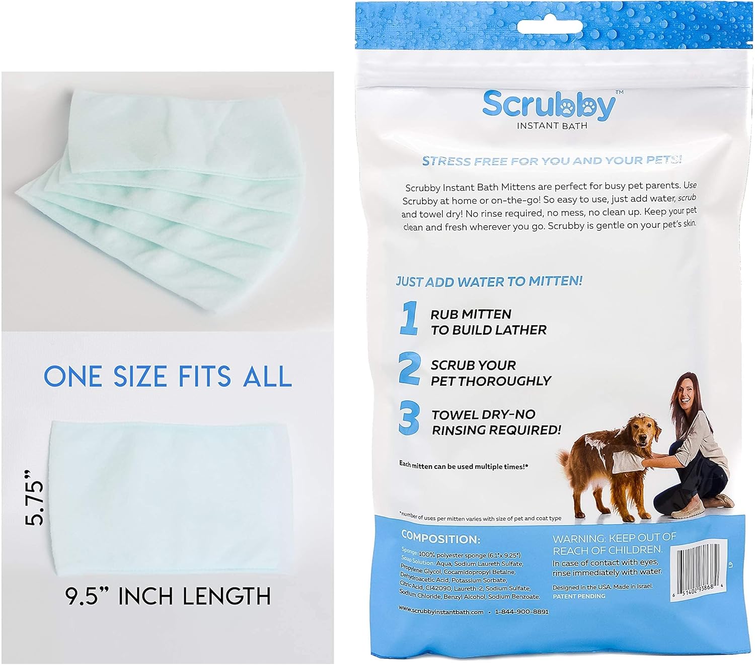 ScrubbyPet No-Rinse Pet Wipes