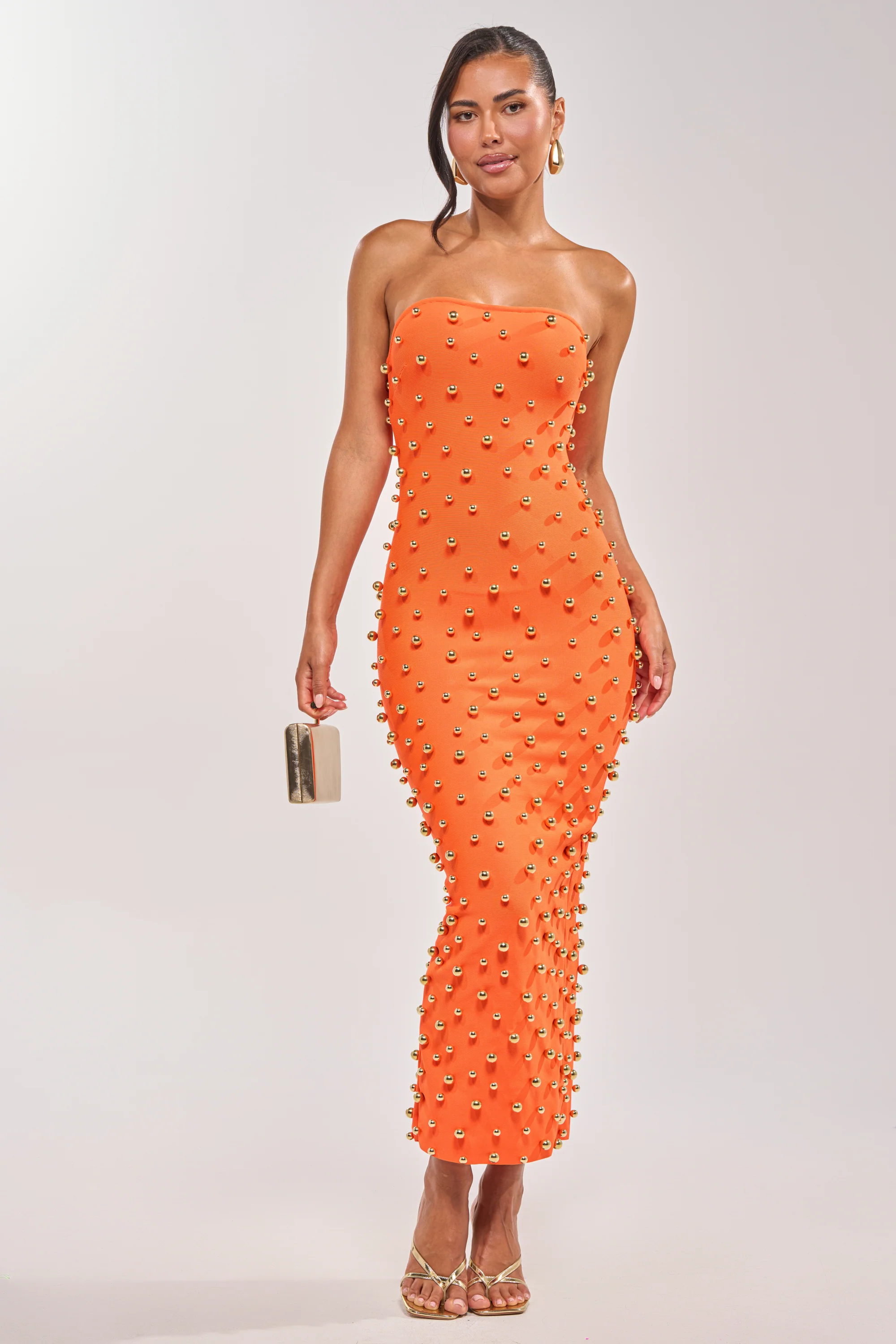SERVING LOOKS STRAPLESS STUDDED MIDI DRESS - Akira Wear