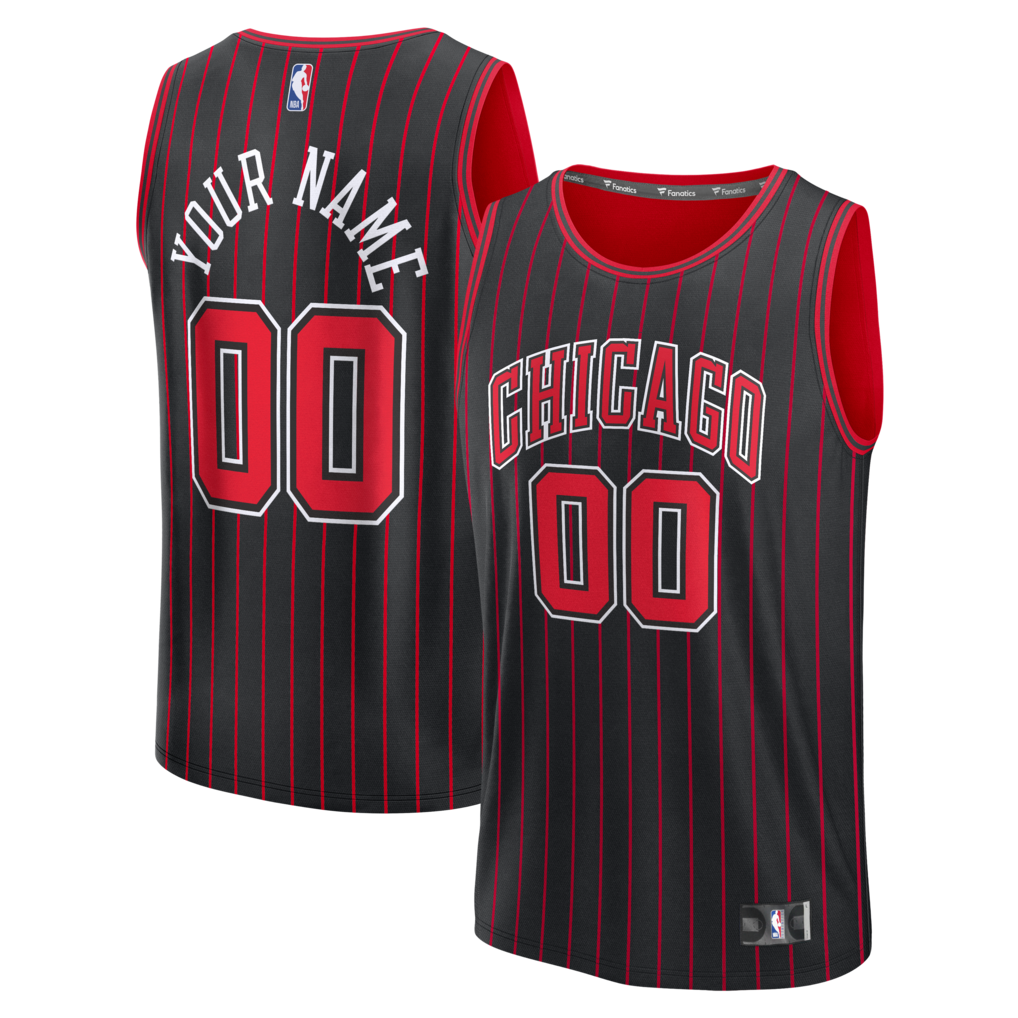 Men's Chicago Bulls Fanatics Black Fast Break Custom Jersey - Icon Edition - Jersey