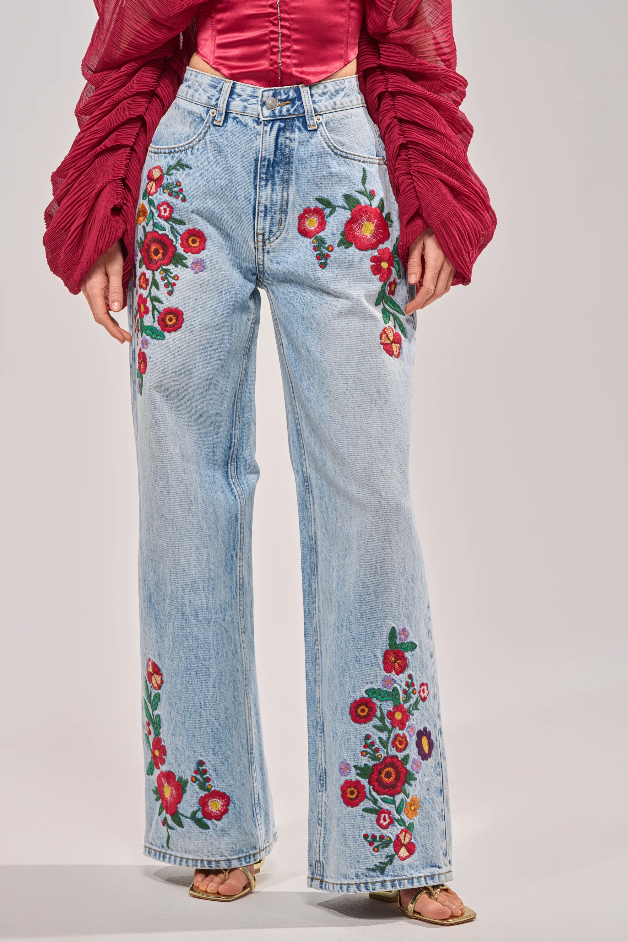 GIVE ME FLOWERS WIDE LEG DENIM - Akira Wear