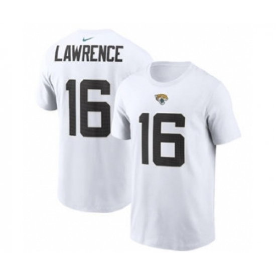 Men's Jacksonville Jaguars #16 Trevor Lawrence 2021 White Football Draft First Round Pick Player Name & Number Football T-Shirt - Jersey