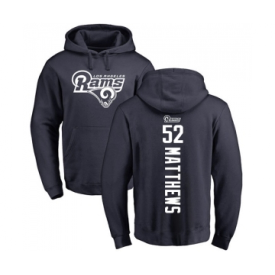 Football Los Angeles Rams #52 Clay Matthews Navy Blue Backer Pullover Hoodie - Jersey