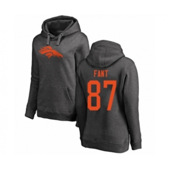 Football Women's Denver Broncos #87 Noah Fant Ash One Color Pullover Hoodie - Jersey