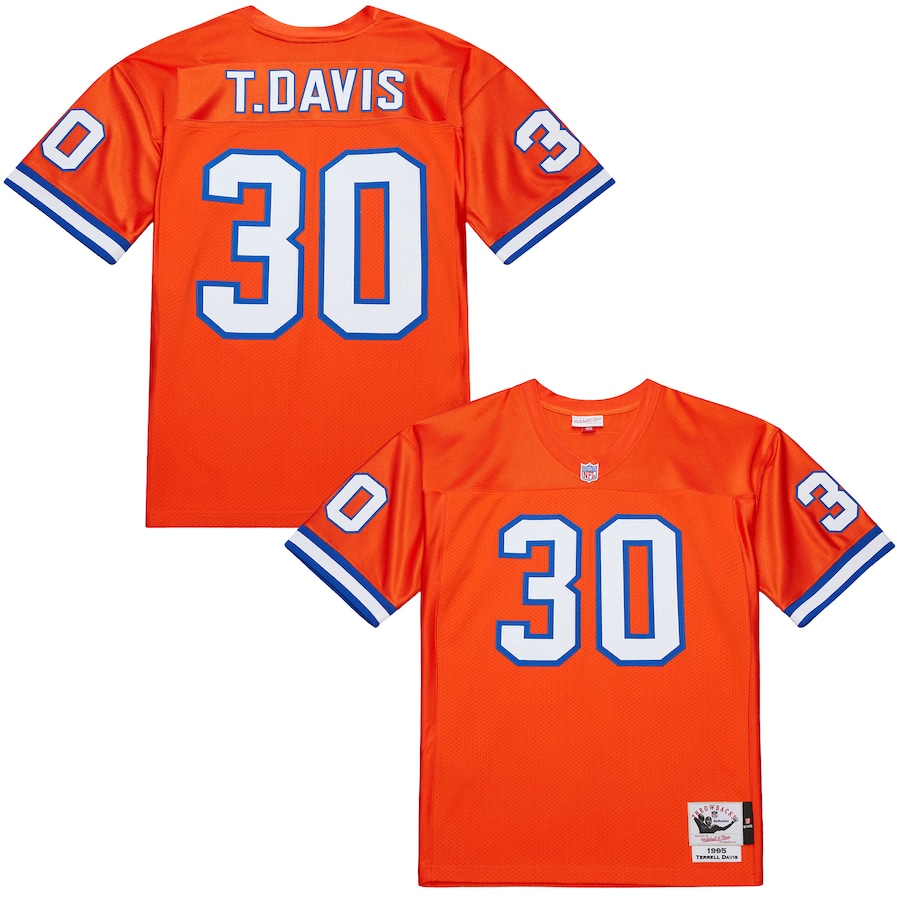 Men's Denver Broncos Terrell Davis Mitchell & Ness Orange 1995 Authentic Throwback Retired Player Jersey - Jersey