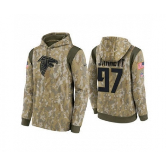 Men's Atlanta Falcons #97 Grady Jarrett Camo 2021 Salute To Service Therma Performance Pullover Football Hoodie - Jersey