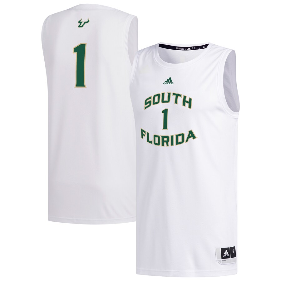 Men's adidas #1 White South Florida Bulls Replica Basketball Jersey - Jersey