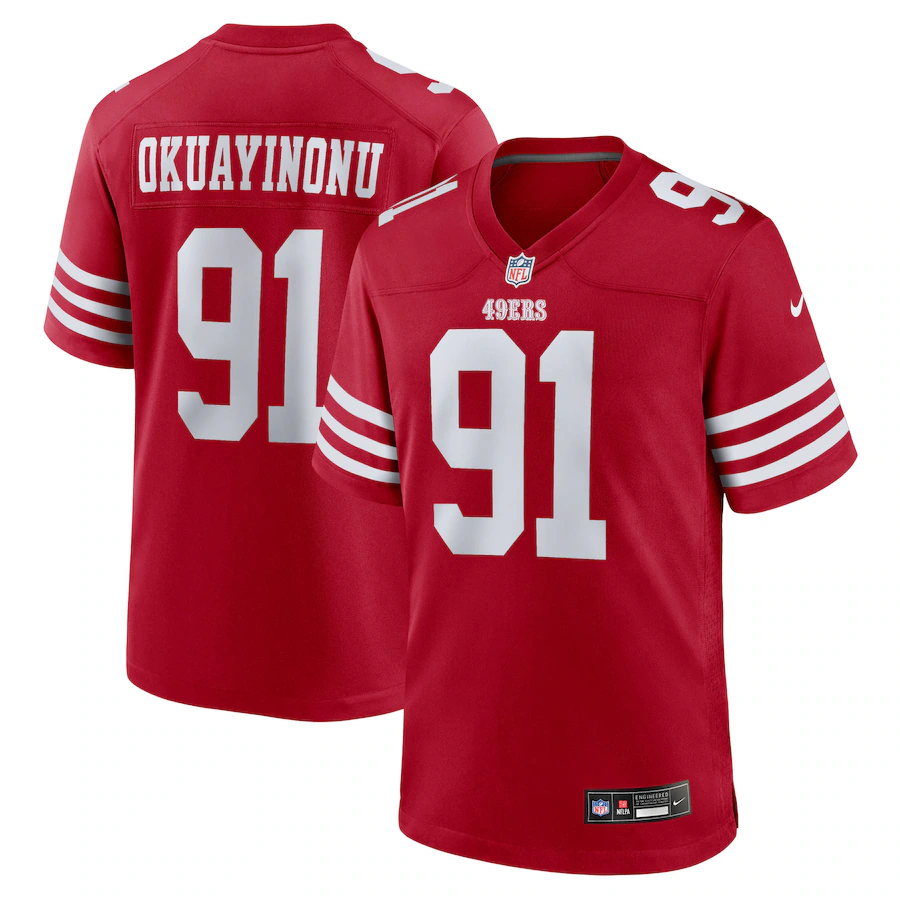 Men's San Francisco 49ers Sam Okuayinonu Nike Scarlet Team Game Jersey - Jersey