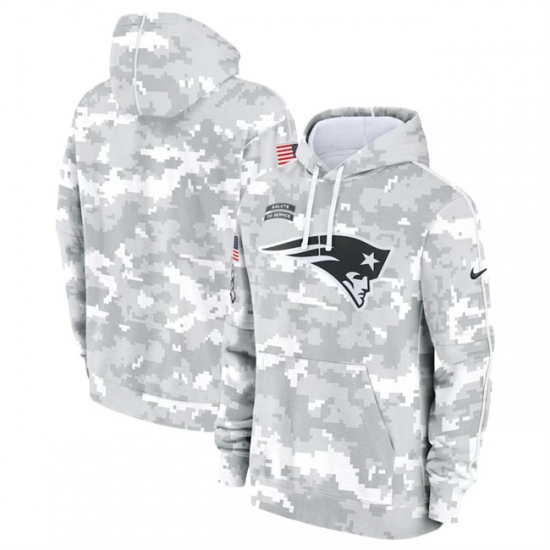 Men's New England Patriots 2024 Arctic Camo Salute To Service Club Fleece Pullover Hoodie - Jersey