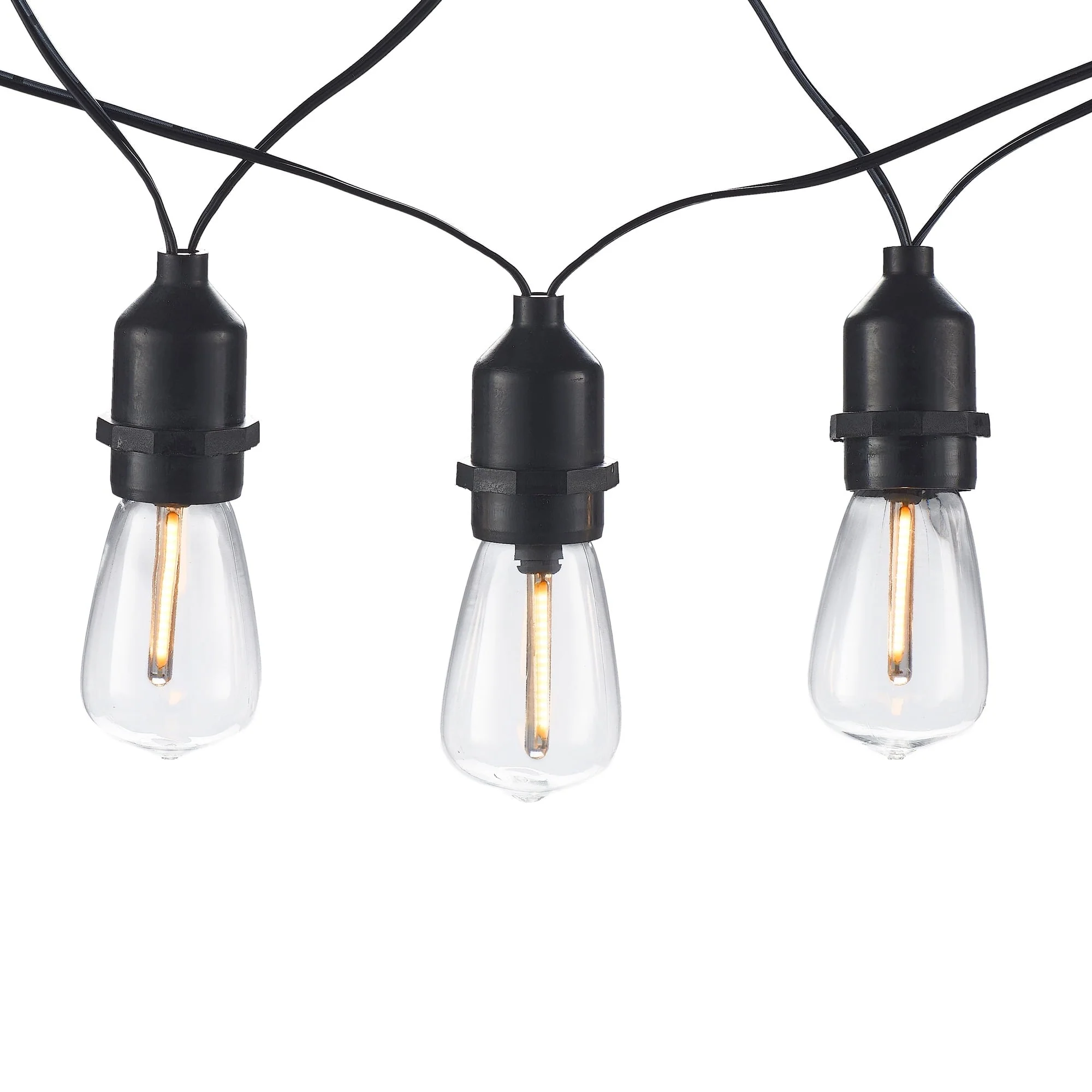 Better Homes & Gardens 15-Count Solar Powered Edison Outdoor String Lights, with Warm White LED Bulbs