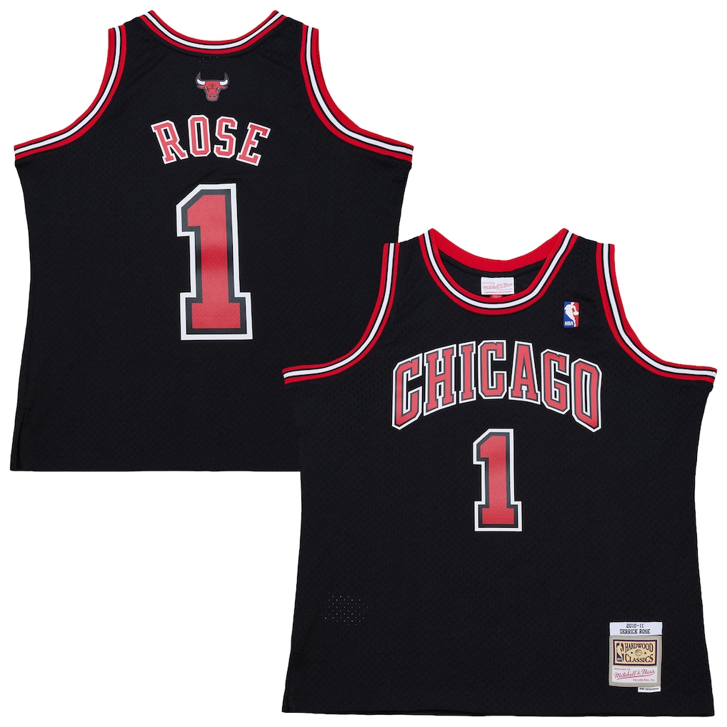 Men's Chicago Bulls Derrick Rose Mitchell & Ness Black Big & Tall 2010/11 Swingman Jersey - Jersey