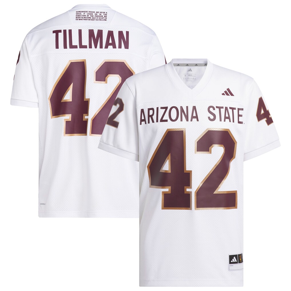 Men's adidas Pat Tillman #42 White Arizona State Sun Devils Away Icon Premier Football Jersey - Jersey