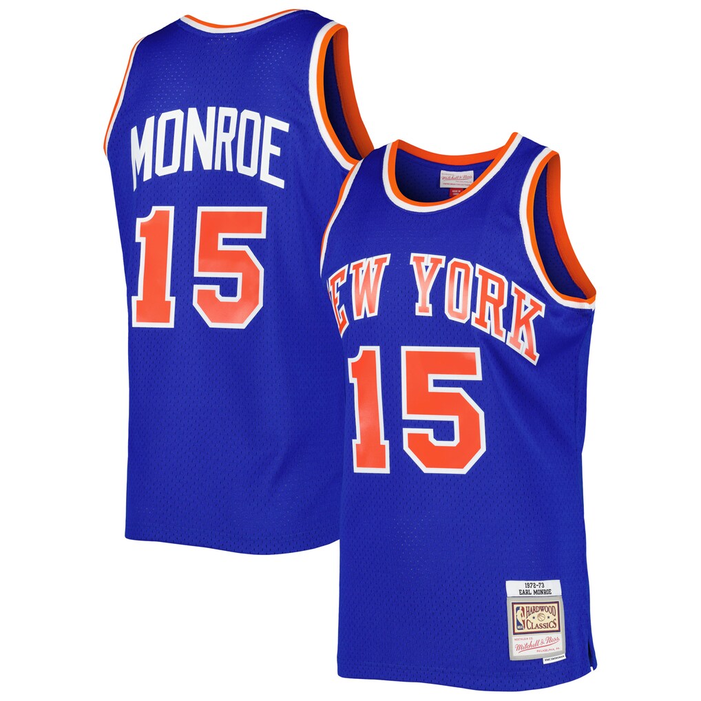 Men's New York Knicks Earl Monroe Mitchell & Ness Blue 1972/73 Hardwood Classics Swingman Jersey - Jersey