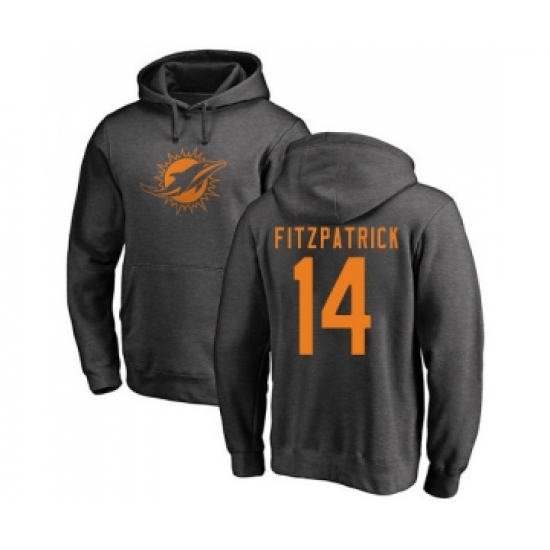 Football Miami Dolphins #14 Ryan Fitzpatrick Ash One Color Pullover Hoodie - Jersey