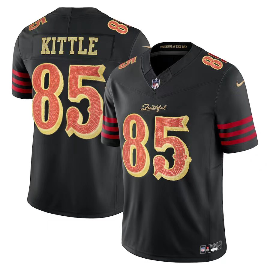 [Diamond-Studded Collector's Edition] San Francisco 49ers George Kittle  Black 2025 Rivalries Collection Game Jersey - Jersey